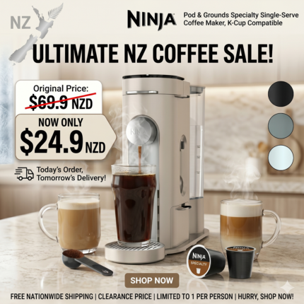 Ninja Pods & Grounds Single-Serve Coffee Maker, K-Cup Pod Compatible, Brews Grounds, Compact Design, 56-oz. Reservoir, 6-oz. Cup to 24-oz. Travel Mug Brew Sizes, Iced Coffee Maker, Stone, PB041ST