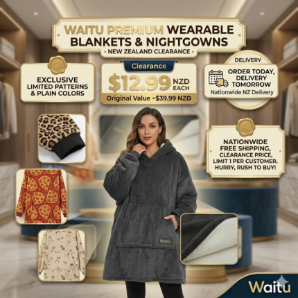 Waitu Wearable Blanket Sweatshirt Gifts for Women and Men, Warm and Cozy Giant Blanket Hoodie, Thick Flannel Blanket with Sleeves and Giant Pocket - Dark Gray